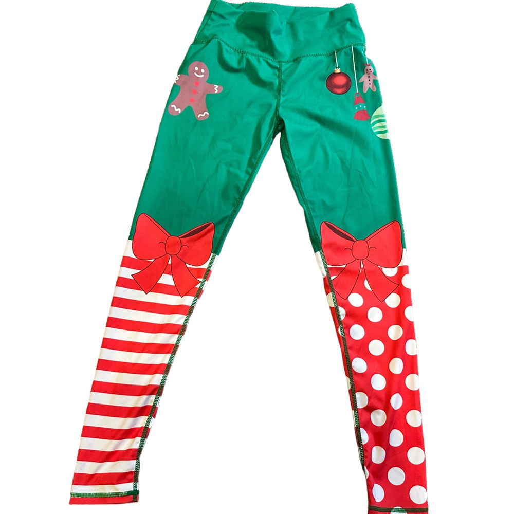 HIGH WAISTED RED AND GREEN CHRISTMAS HOLIDAY LEGGINGS